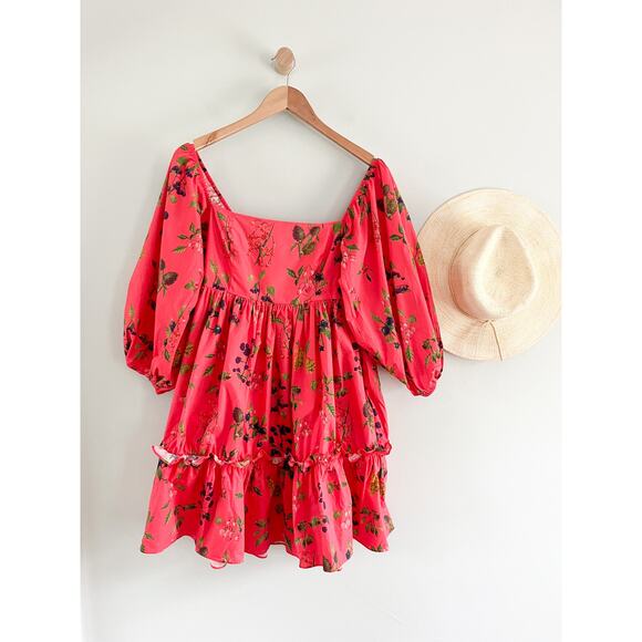 Cara Cara | Sip Sip Dress in Botanical Allover Coral | Sz XS - Picture 2 of 14